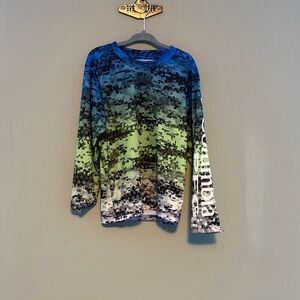 Columbia Blue and Black Digital Pattern Shirt